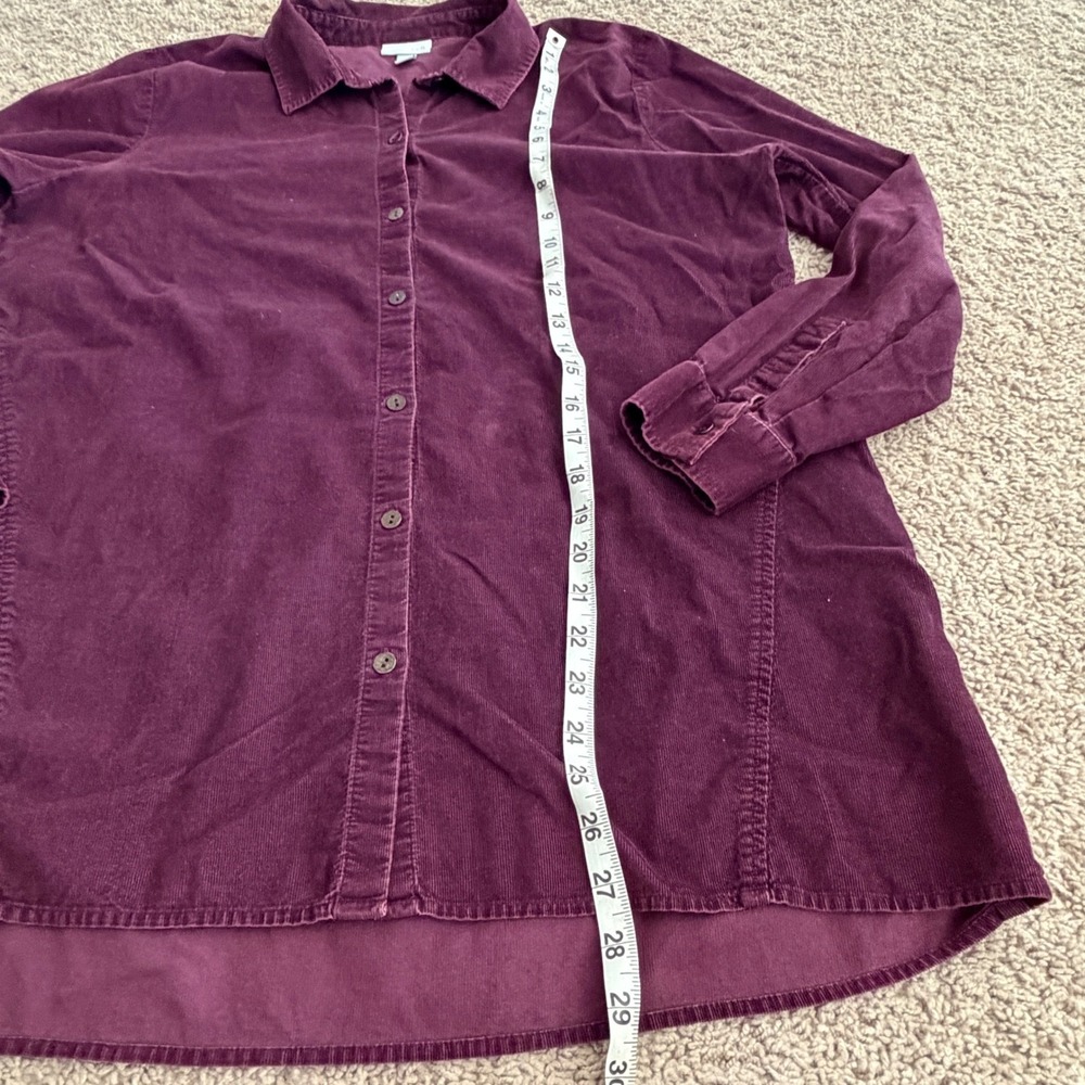 J. Jill Womens Corduroy Button Down Shirt Plum Purple‎ Cotton Tunic Top Medium - Picture 4 of 7